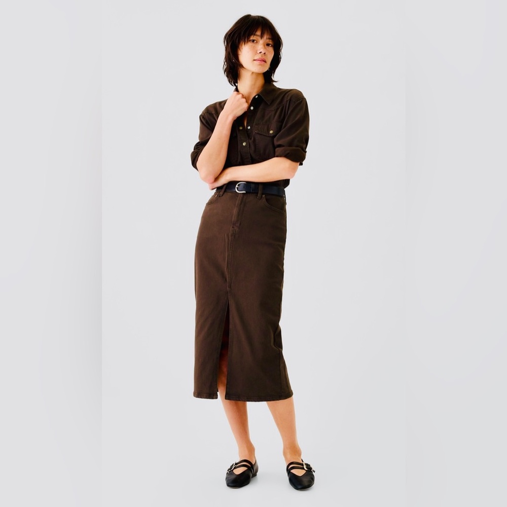 GAP Women's Brown Maxi Skirt with Front Slit